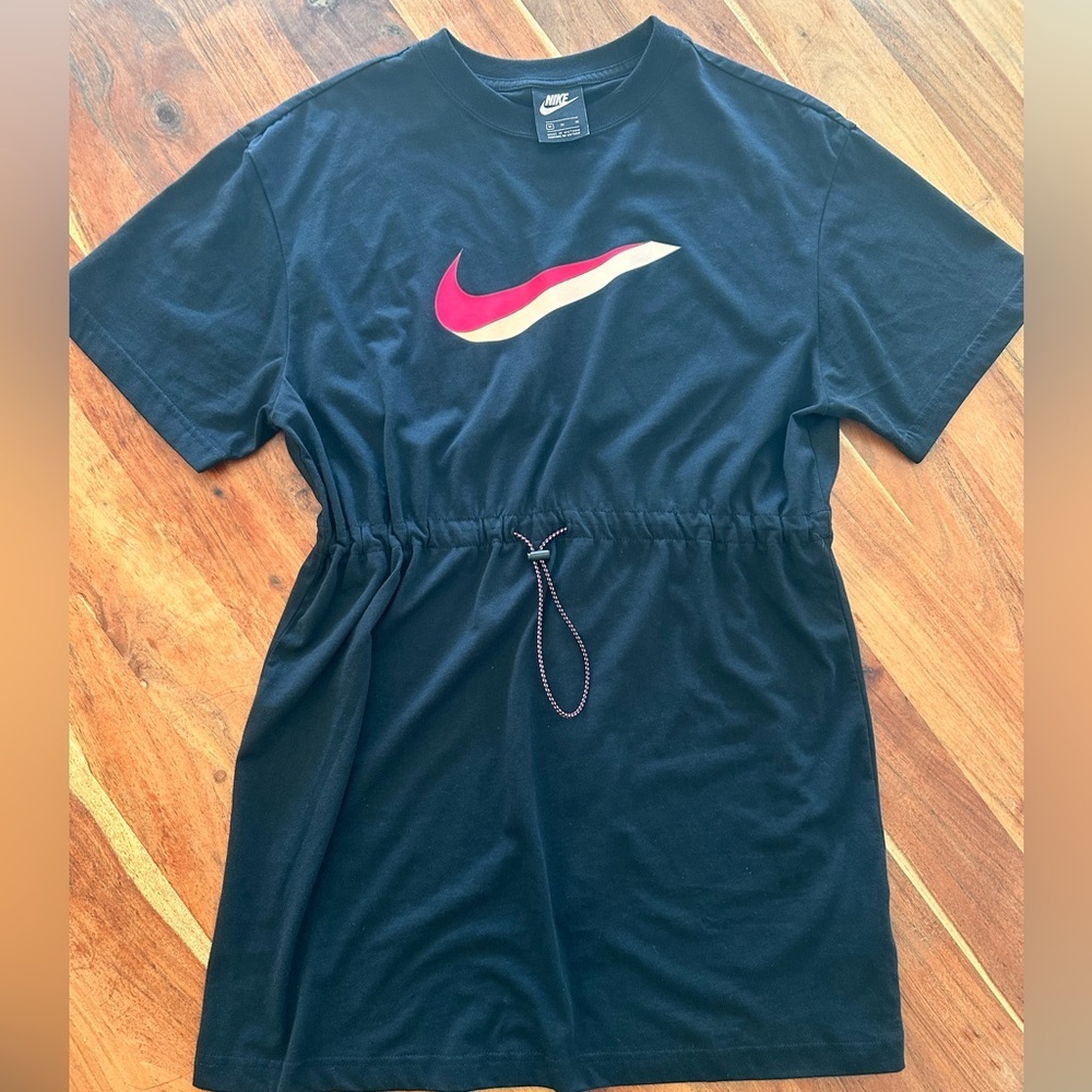 Nike Black T-shirt Dress with Drawstring Waist